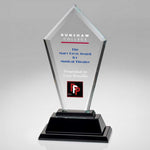 CLEAR GLASS TALL ARROW PLAQUE ON BLACK BASE (12mm THICK) | CBG2