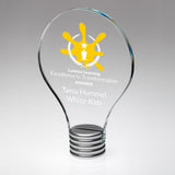 CLEAR GLASS LIGHTBULB PLAQUE ON METAL SCREW BASE  - JB1010