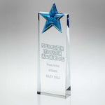CLEAR GLASS WEDGE WITH BLUE GLASS STAR | JB3800