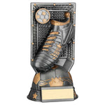 GUNMETAL GREY/GOLD FILLED PLASTIC FOOTBALL BOOT ON NET | JR1-FP02