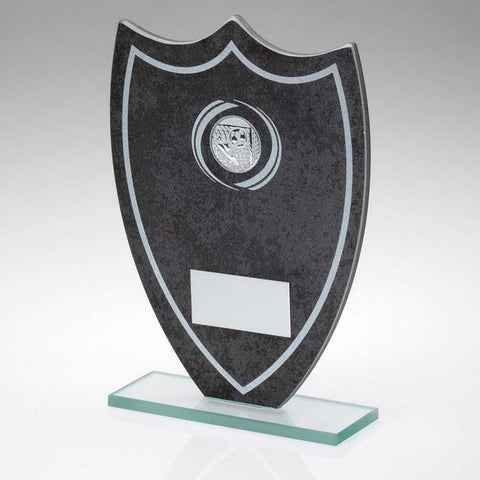 STONE EFFECT GLASS SHIELD WITH FOOTBALL | JR1-TD419G