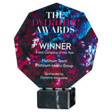 WHITE SUBLIMATION PLAQUE ON BLACK MARBLE BASE  - JR25-SUB09