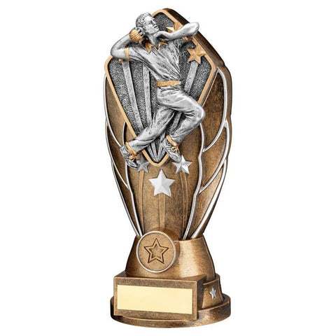 BRZ/SILV DIAMOND COLUMN CRICKET BOWLER | JR6-F1013
