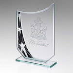 JADE GLASS CURVED PLAQUE WITH BLACK/SILVER STAR DESIGN (4mm THICK) | SK4