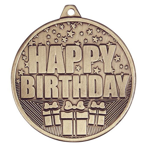 Cascade Happy Birthday Iron Medal Antique Gold MM19036