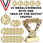 PACK 20 x Football Medals & MOTM Trophy