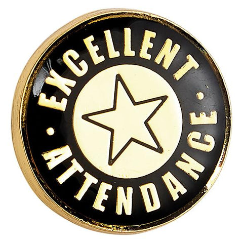 Heritage Excellent Attendance Pin Badge Black & GoldSB19033