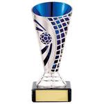 Defender Football Trophy Cup Silver & Blue 140mm