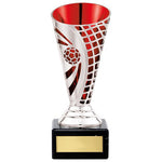 Defender Football Trophy Cup Silver & Red 150mm