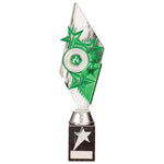 Pizzazz Plastic Trophy Silver & Green 325mm