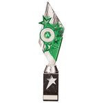 Pizzazz Plastic Trophy Silver & Green 350mm