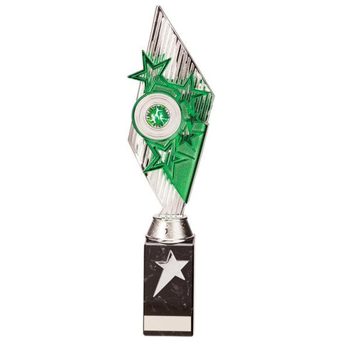 Pizzazz Plastic Trophy Silver & Green 350mm