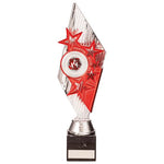 Pizzazz Plastic Trophy Silver & Red 300mm