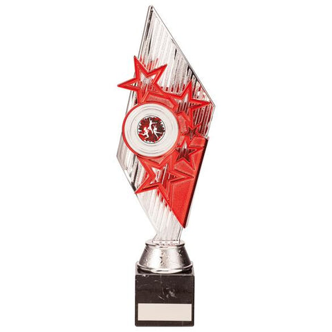 Pizzazz Plastic Trophy Silver & Red 300mm
