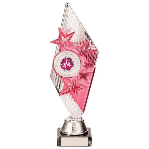 Pizzazz Plastic Trophy Silver & Pink 270mm