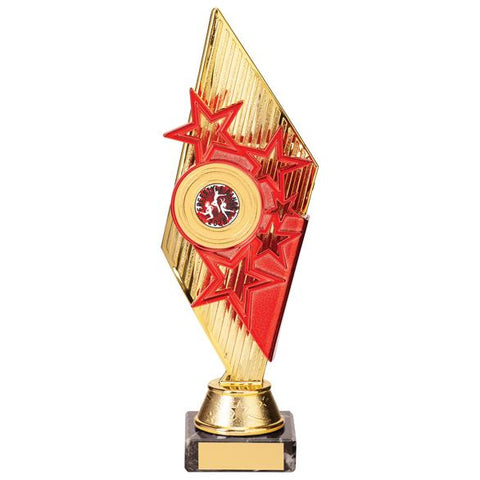 Pizzazz Plastic Trophy Gold & Red 270mm