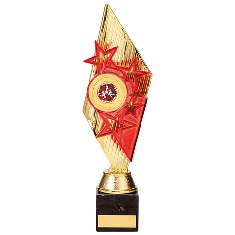 Pizzazz Plastic Trophy Gold & Red 300mm