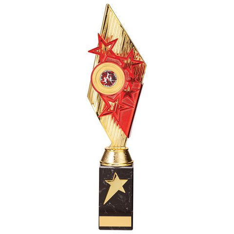 Pizzazz Plastic Trophy Gold & Red 350mm