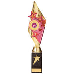 Pizzazz Plastic Trophy Gold & Pink 350mm