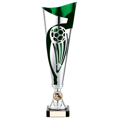 Champions Football Cup Silver & Green 325mm
