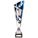Zues Lazer Cut Metal Cup Silver & Blue 340mm